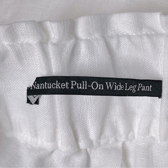 TALBOTS NANTUCKET WASHED LINEN WIDE LEG PANTS IN WHITE pockets summer vacation - Picture 7 of 9